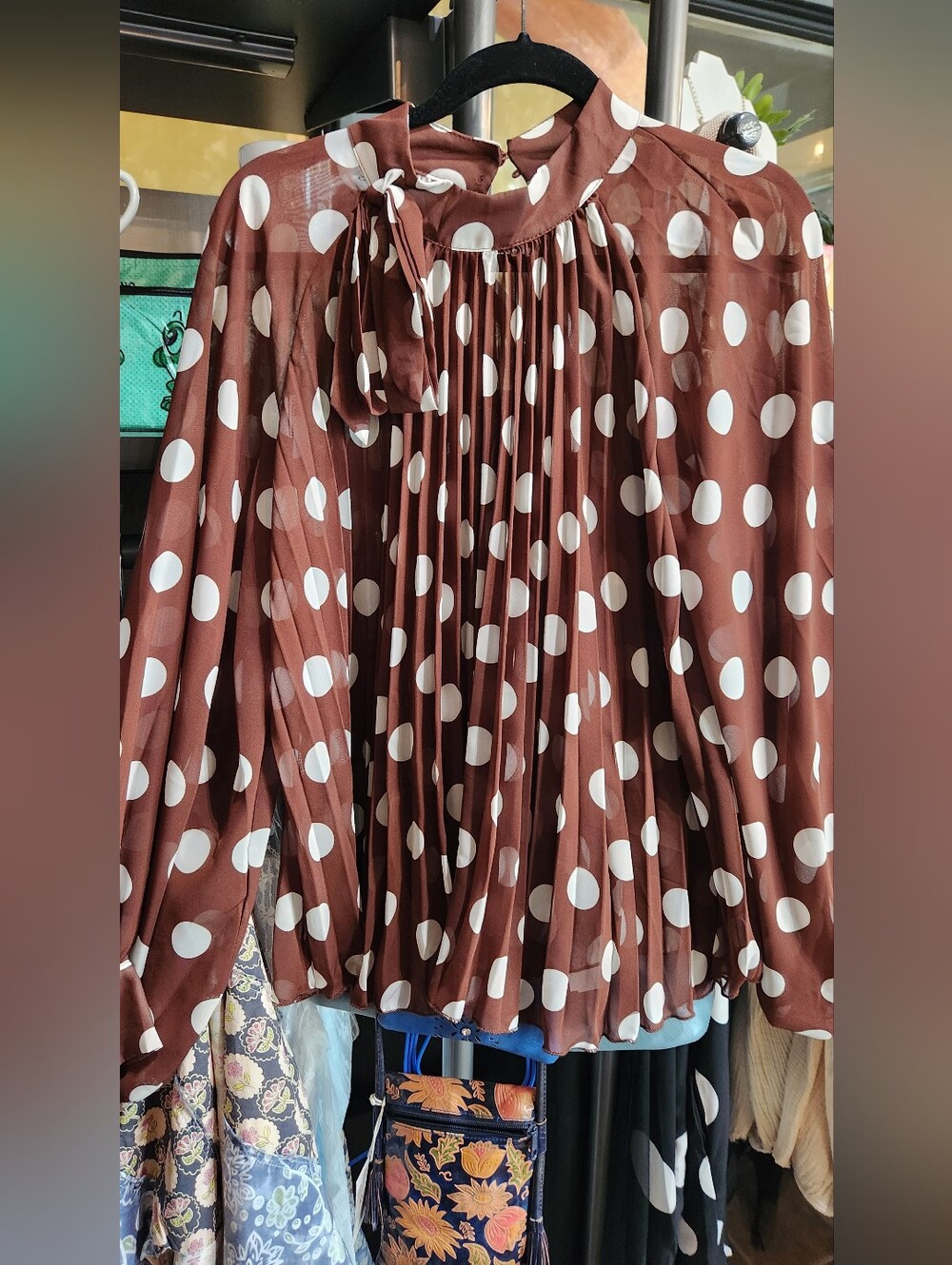 Polka Dot Blouse with Flowing Sleeves